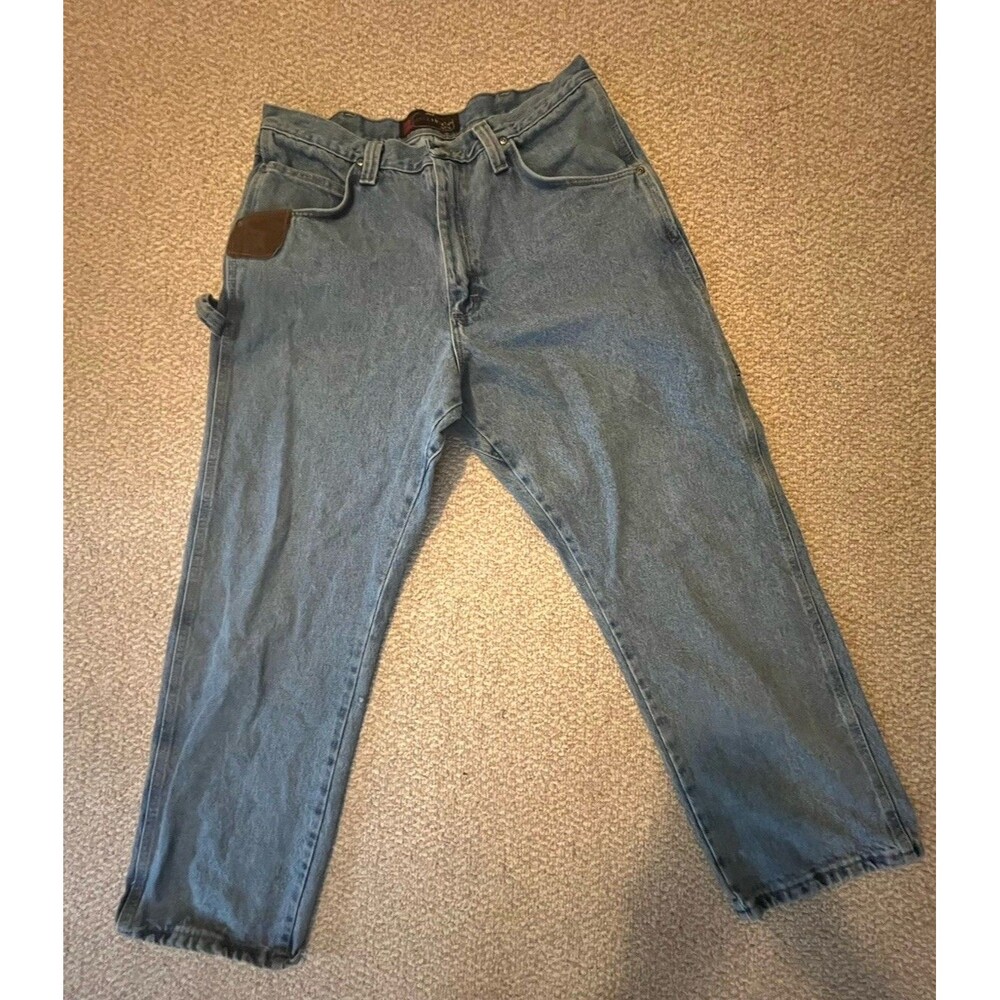 Wrangler Riggs Work Wear Light Blue Cordura Denim Jeans Size 36x30